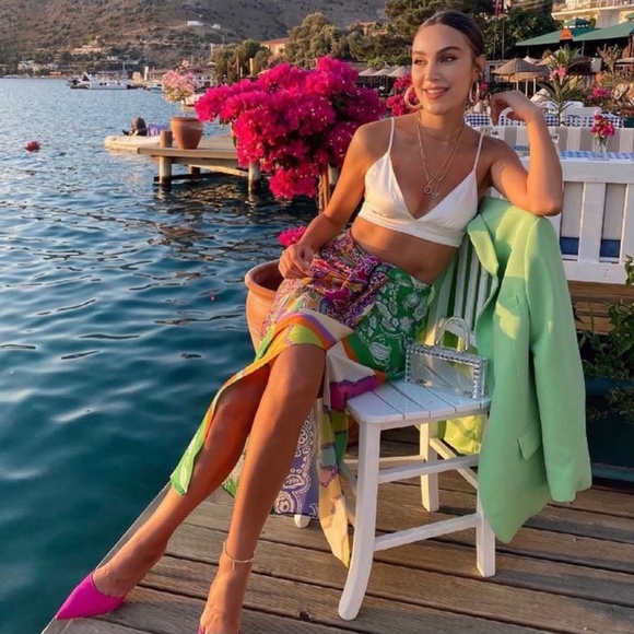 ZARA Printed Front Slit Skirt XS - Picture 3 of 6